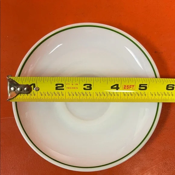 Elegant White Saucer with Green Trim - Picture 5 of 5